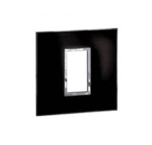 Legrand Arteor Mirror Black Cover Plate With Frame, 1 M, 5757 03